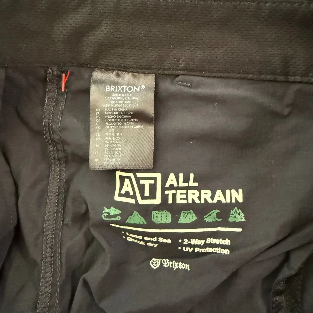 Brixton All Terrain Mens Black Hybrid Shorts 38 Quick Dry Stretch UV Protection